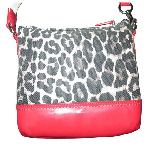 Coach Park Ocelot Animal Print Red Patent Leather Crossbody Bag Matching Wallet - Picture 4 of 13
